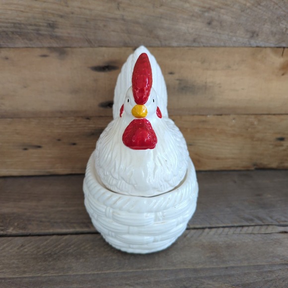 Vintage White Ceramic Hen on a Nest - Picture 5 of 11